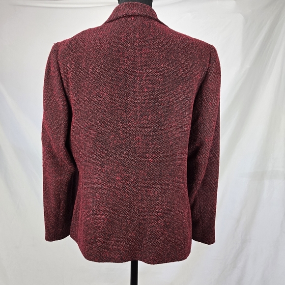 RETRO PETITE SOPHISTICATE Red Tweed three button blazer Size 10 - Picture 5 of 8